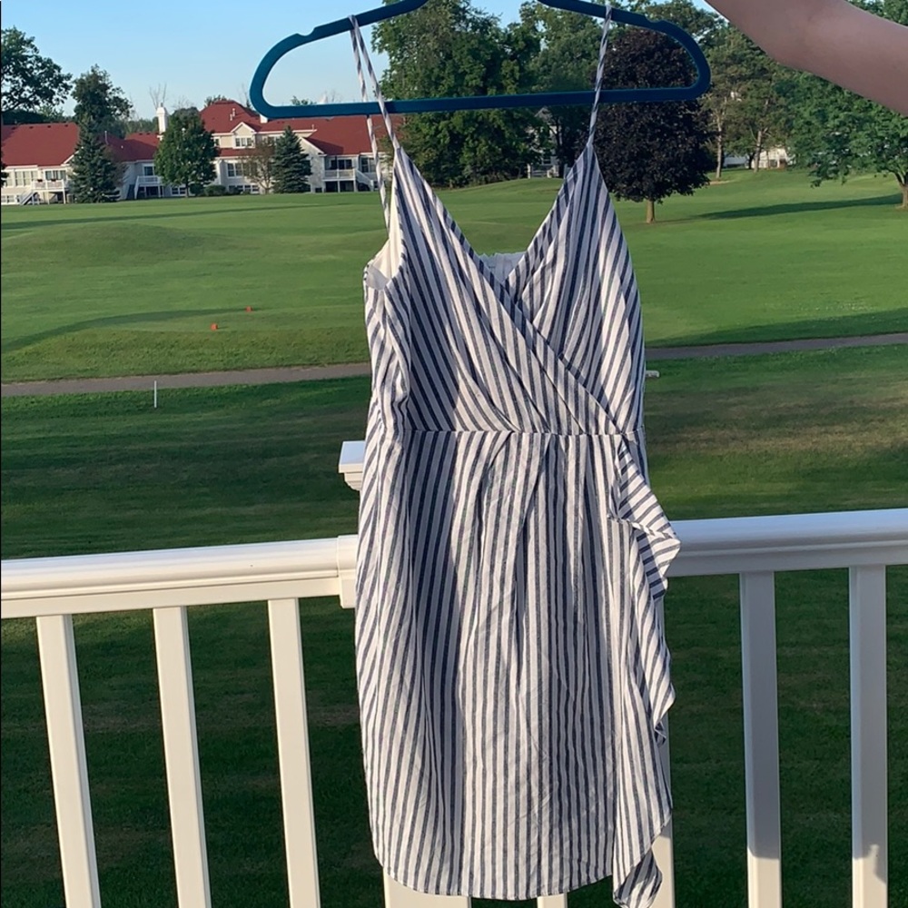 Striped mini blue and white dress